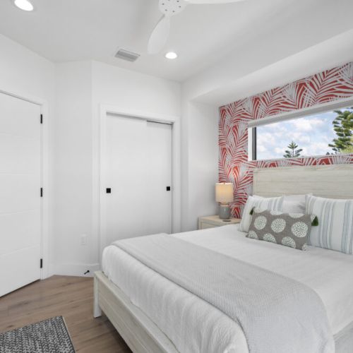 Comfortable queen bedroom perfect for a restful stay by the beach.