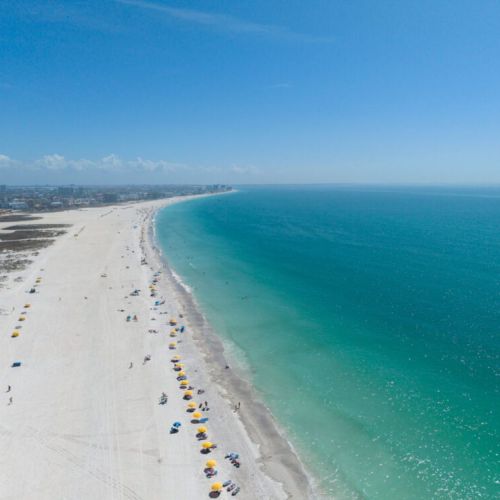 Turquoise water and sugar sand.