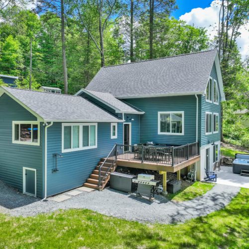 Enjoy outdoor meals just steps from the lake.
