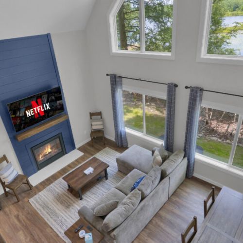 Gather, dine and relax in this stunning double-height great room