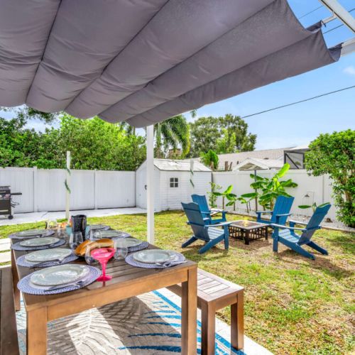 Covered outdoor dining.