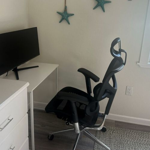 Office work area. If a bigger desk is needed, let us know. We have a folding table.