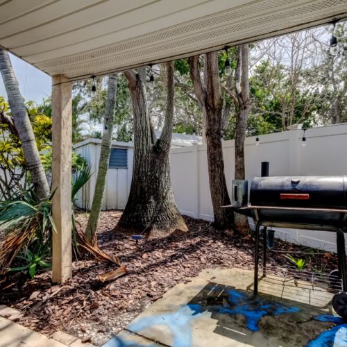 Grill in the private backyard
