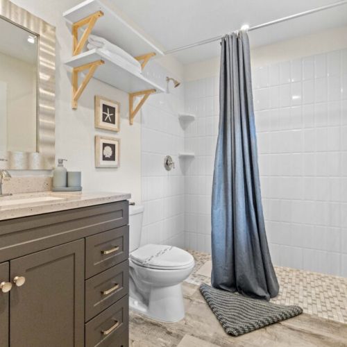 Walk-in shower in the main bedroom
