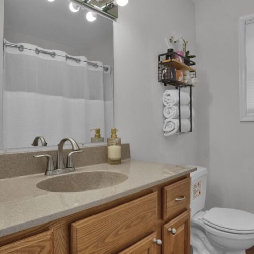 Main Level Full Bathroom. Shower & Tub Combo.
