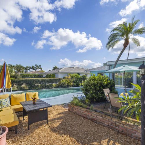 Colorful, relaxing, beautiful back yard.