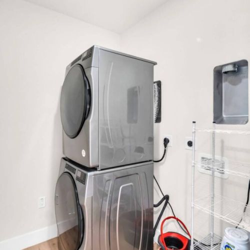 Washer and dryer to keep your laundry fresh during your stay. Steamer, Iron, Ironing board, cleaning supplies.