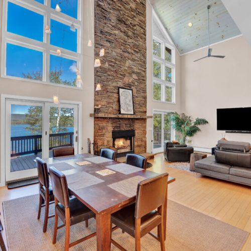 Views of the lake from the dining area.