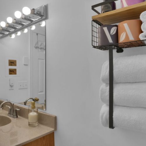 Bathroom with all the items you will need for your stay!