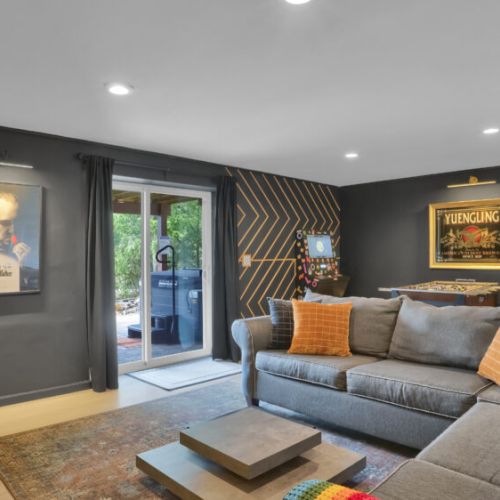 Spacious game room with plenty of room for fun and relaxation.