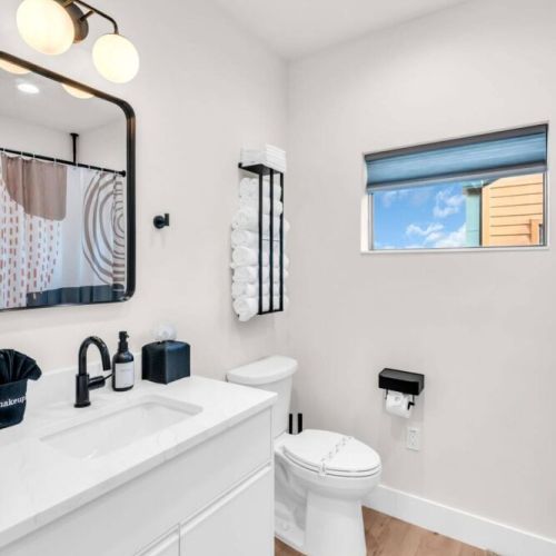 Third floor bathroom with tub.