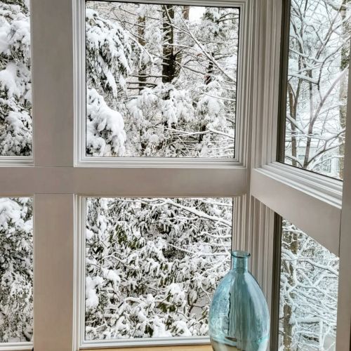 Winter wonderland view from the main staircase.