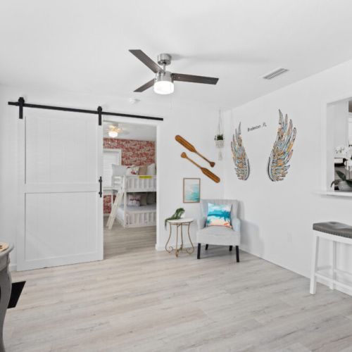 Easy access from the main living area leads you into the cozy bunk bed room.