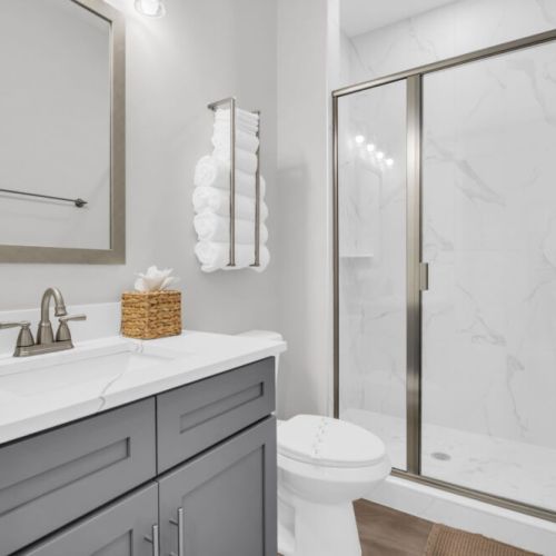 Third floor bathroom. Walk-in shower.