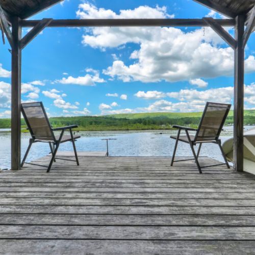Start your morning with stunning lakefront views from the dock.