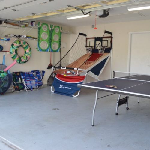 Get together and play a competitive game of ping pong and hoops with the family.