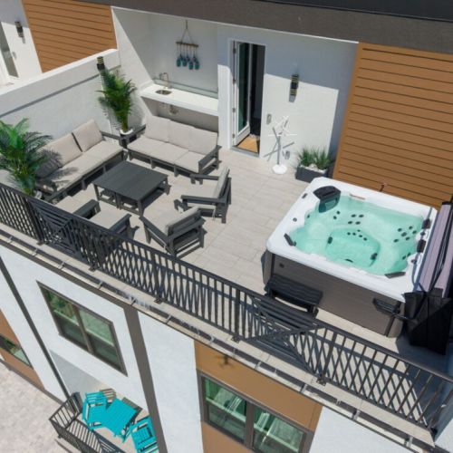 Private rooftop hot tub & lounge area.