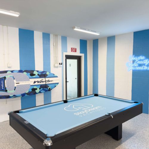 Keep cool in the game room on a hot day. A lot of activities fore everyone.