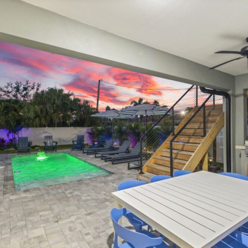 Golden sunsets, poolside views, and the perfect setup for dining and grilling under the sky.