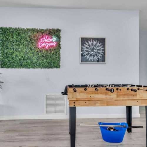 Challenge friends to foosball and soak up the playful vibes of this vibrant space!