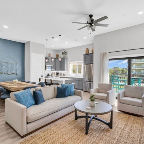 Spacious living, dining, and kitchen area for everyone to gather.