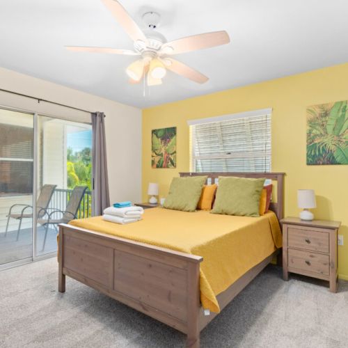 Tropical queen bedroom.