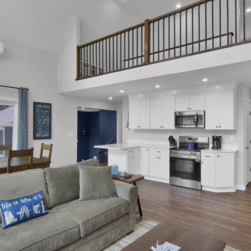 Bright and functional space, for gathering and cooking.