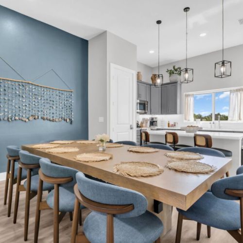 Spacious dining area perfect for family dinners together.