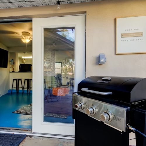 The grill is conveniently located just outside the living room. Make your favorite vacation meal so your trip is even more unforgettable.