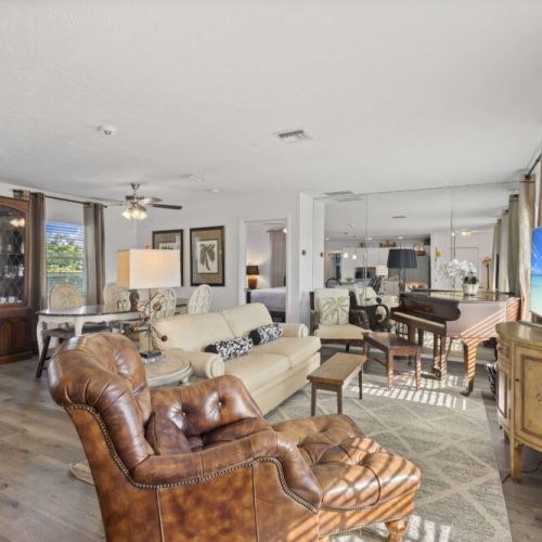 Pull out full couch in the living room.
