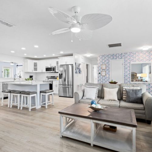 Bright, open kitchen and living room designed for easy flow and relaxed gatherings.