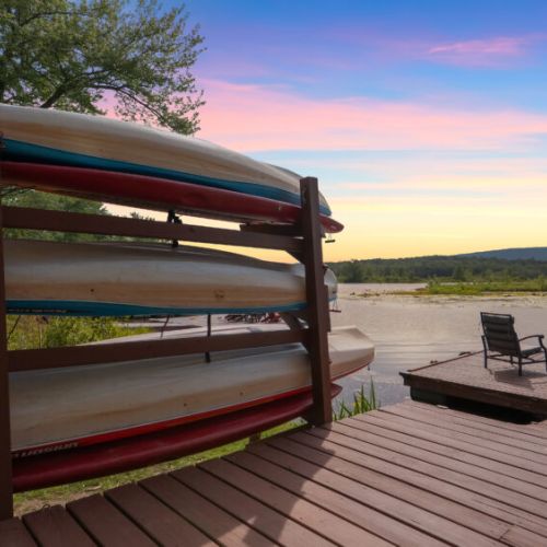 Enjoy adventure on the water with paddle boards and kayaks ready for use.