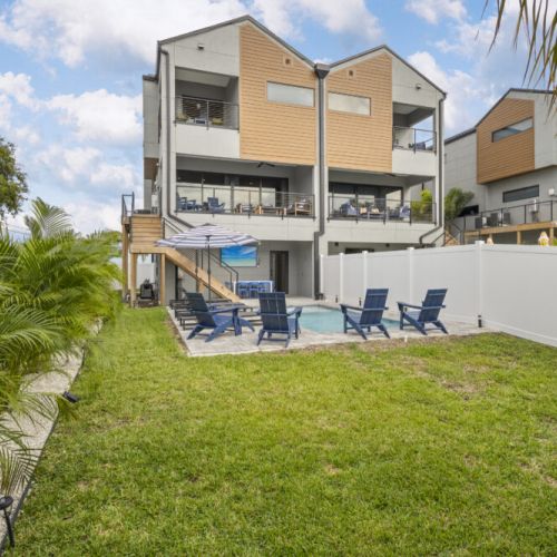 This back yard is a private escape equipped with everything you need for anytime of the day.